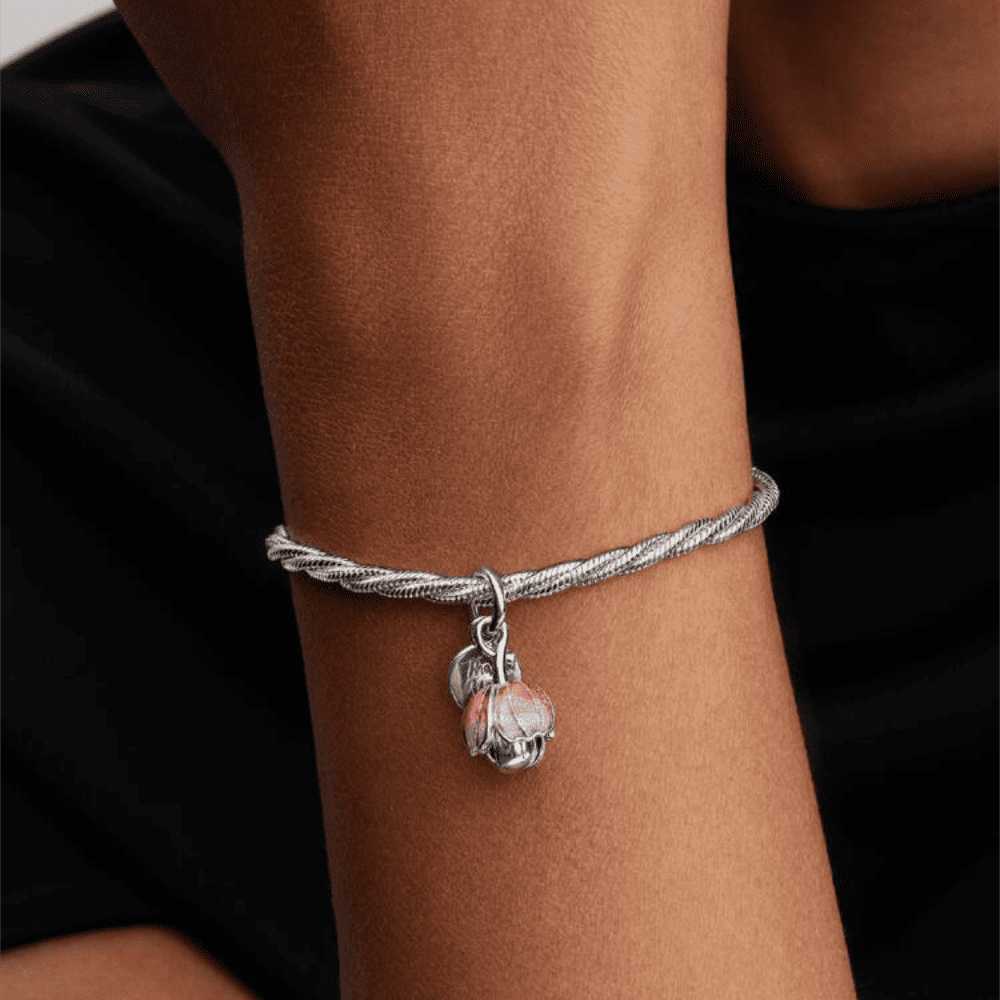 Charm Pendente Fiore "Thank you"