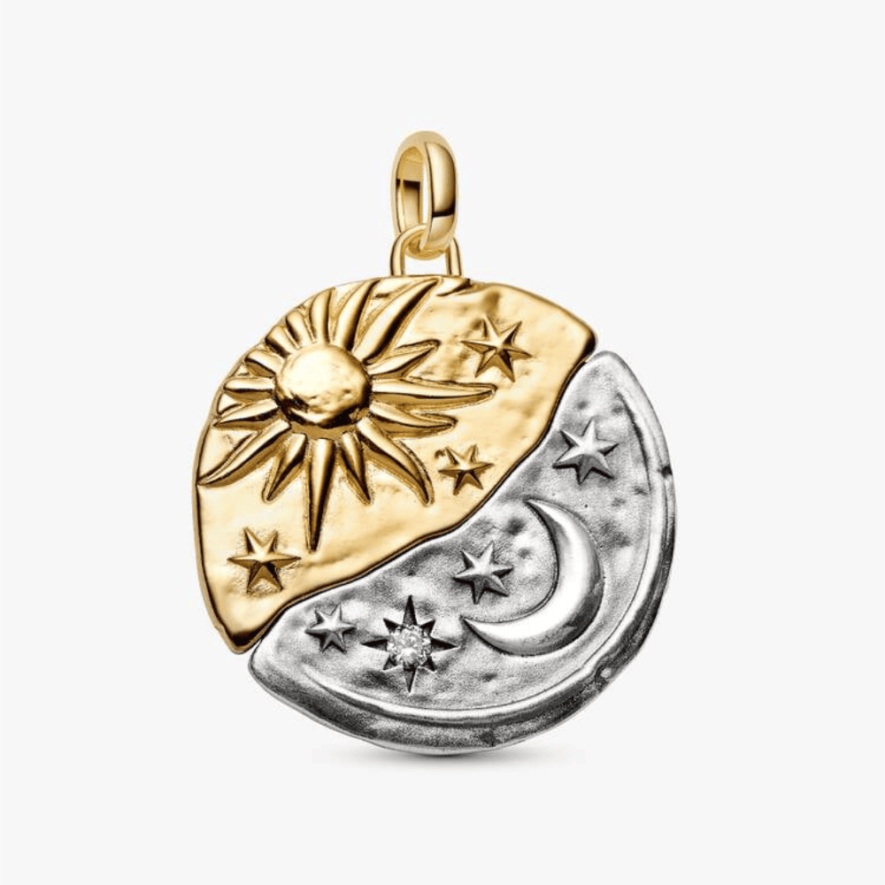 Charm Medallion XL Sole e Luna "Per Aspera Ad Astra"