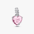 Charm Pendente Cuore Rosa Ti Voglio Bene Mamma
