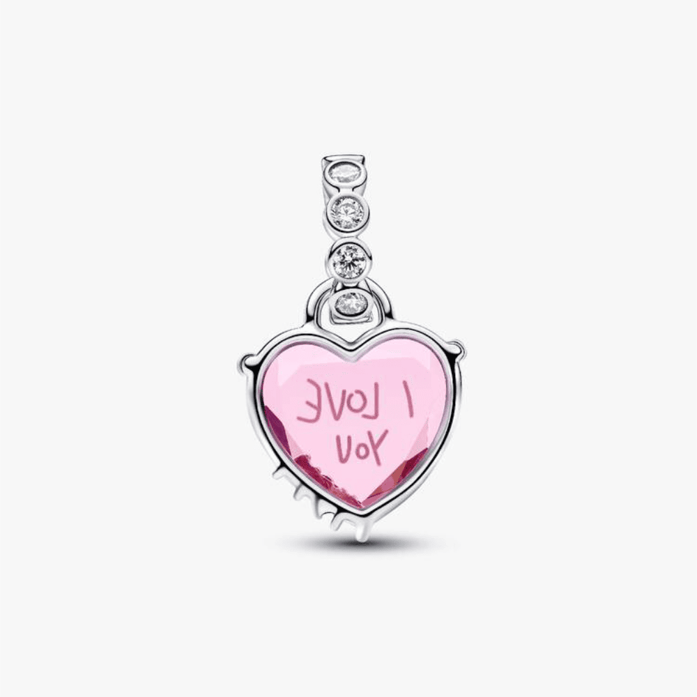 Charm Pendente Cuore Rosa Ti Voglio Bene Mamma