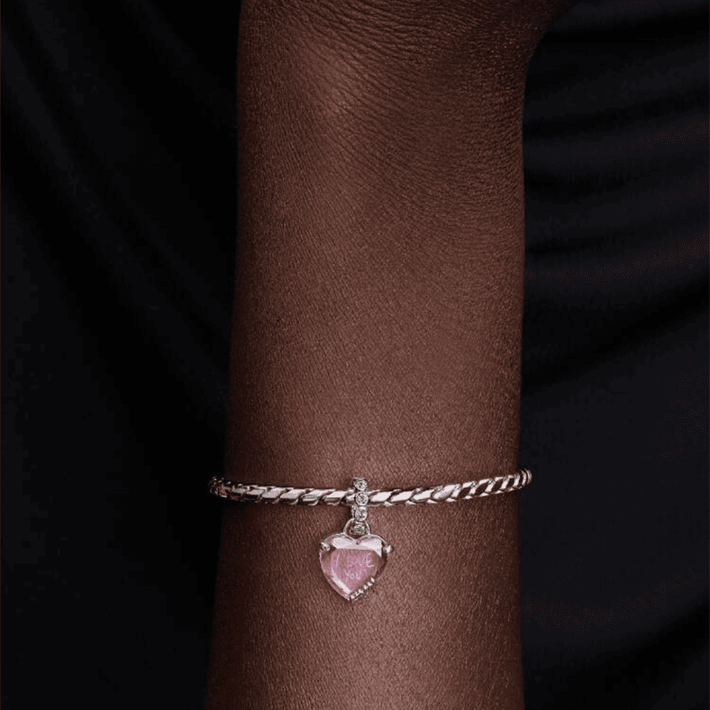 Charm Pendente Cuore Rosa Ti Voglio Bene Mamma
