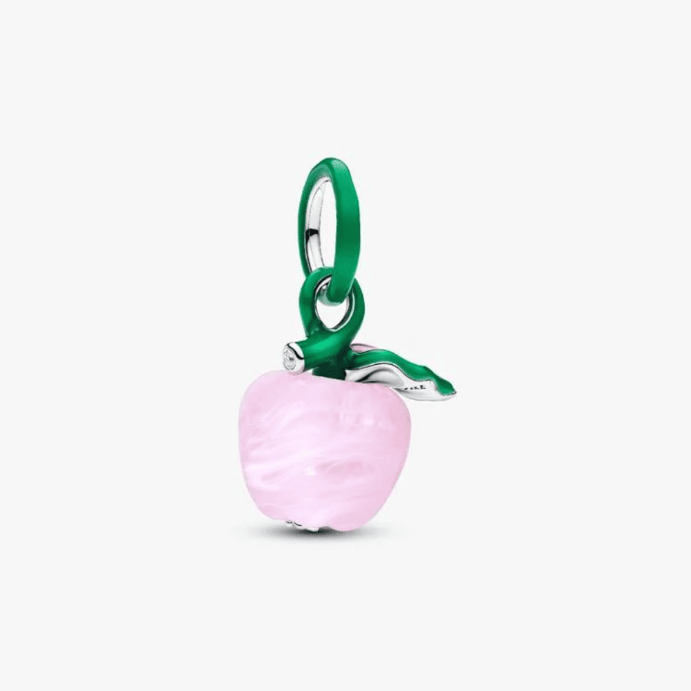 Charm Pendente Mela Rosa Vetro di Murano