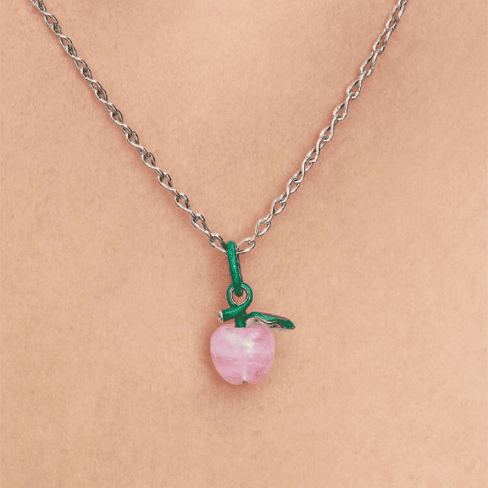 Charm Pendente Mela Rosa Vetro di Murano