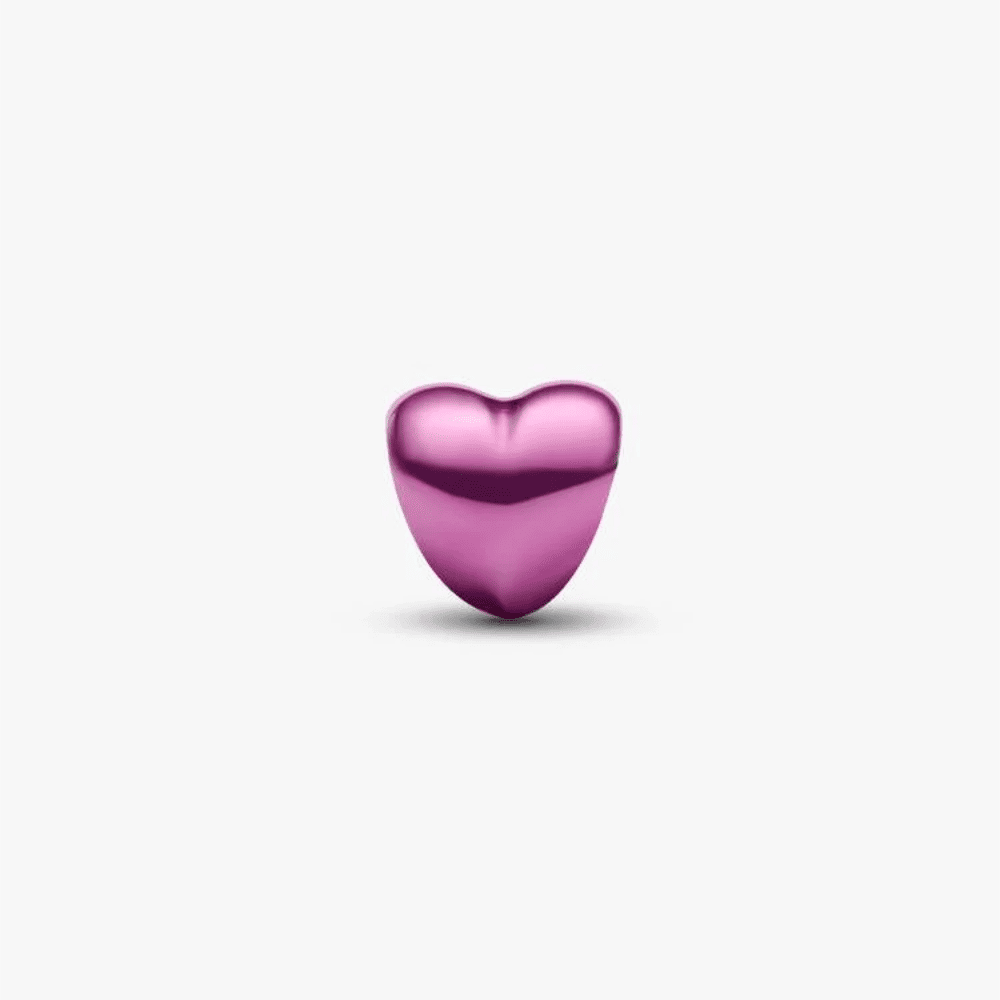 Mini Charm Cuore effetto metallico rosa
