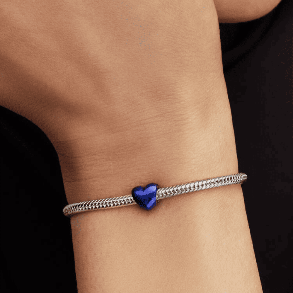 Mini Charm Cuore effetto metallico blu