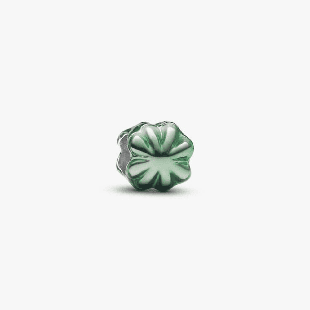 Mini Charm Quadrifoglio effetto metallico verde