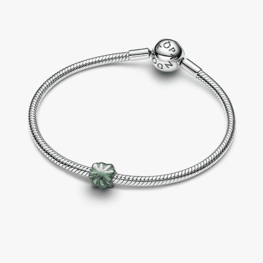 Mini Charm Quadrifoglio effetto metallico verde
