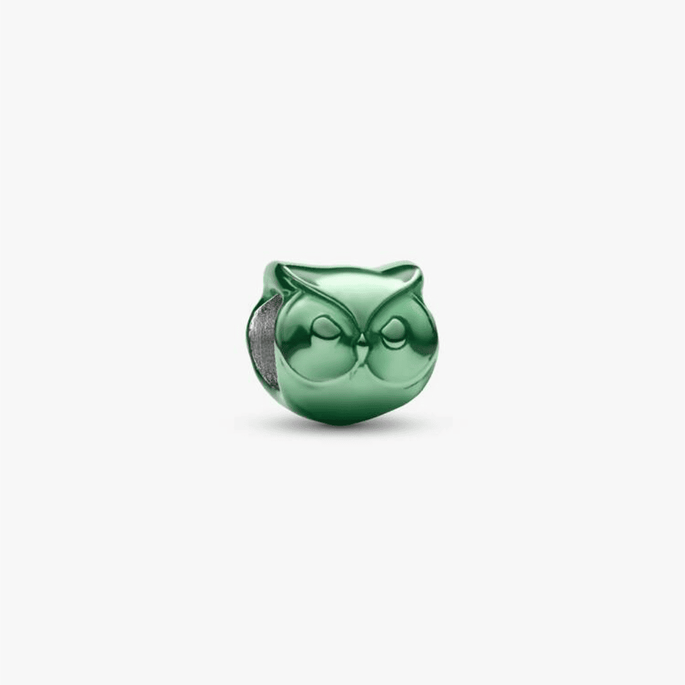 Mini Charm Gufo effetto metallico verde
