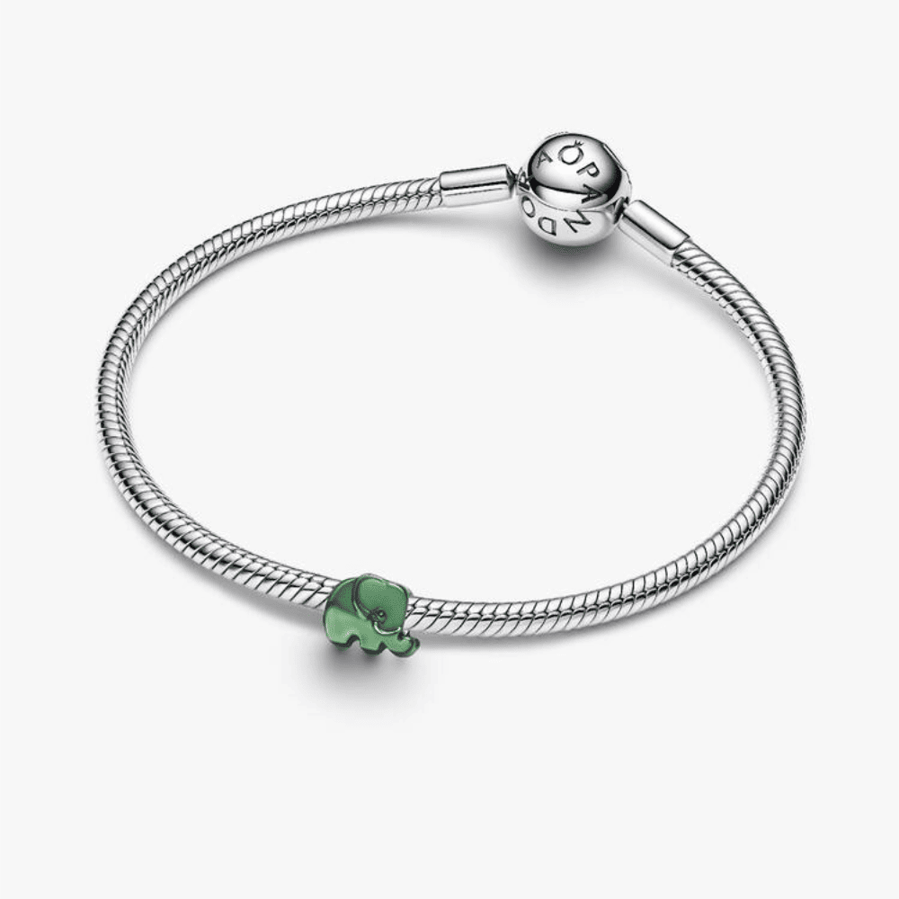 Mini Charm Elefante effetto metallico verde
