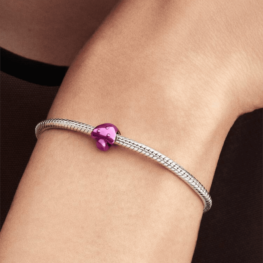 Mini Charm Fungo effetto metallico rosa