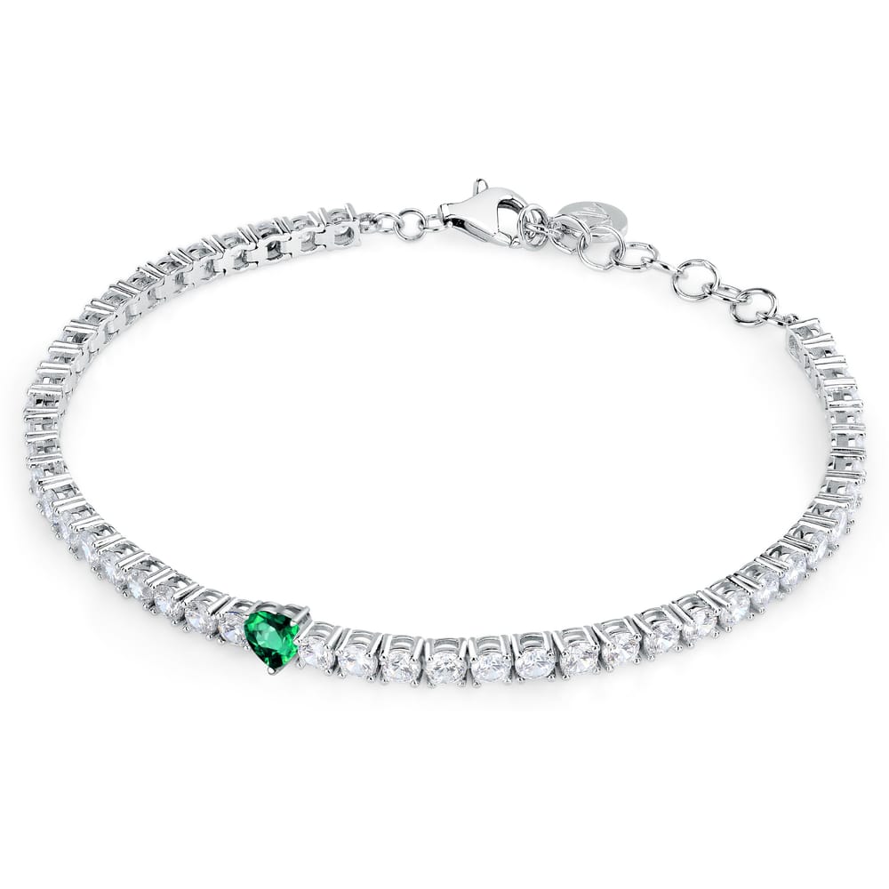 Bracciale Tennis Tesori Cuore in Argento e Zirconi Verdi – Morellato SAIW169