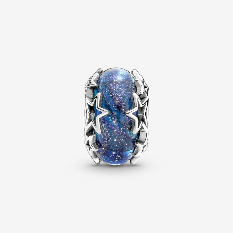 Charm Vetro di Murano Blu con Stelle