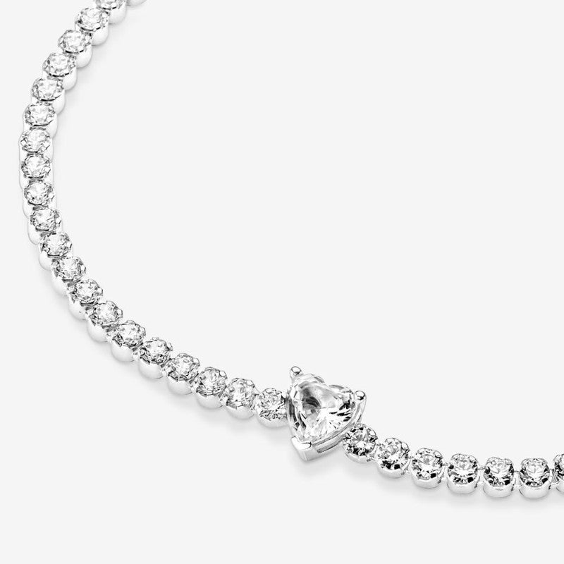 Bracciale Tennis con Cuore in rilievo
