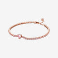 Bracciale Tennis Rosa con Cuore in Rilievo