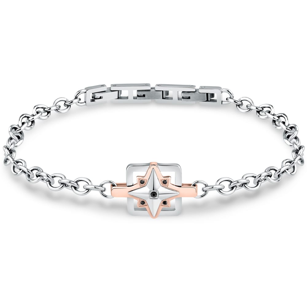 Bracciale Versilia in Acciaio Bicolore e Cristalli Neri – Morellato SAHB15