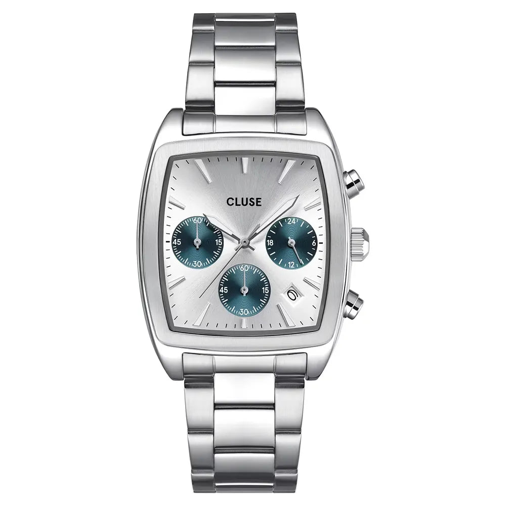 Cluse Quartaut Chrono 45 x 35 mm quadrante argento CW52003