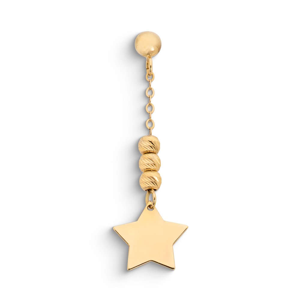 Mono Orecchino Pendente Stella e Sfere Oro 9kt – Ambrosia KAOZ039