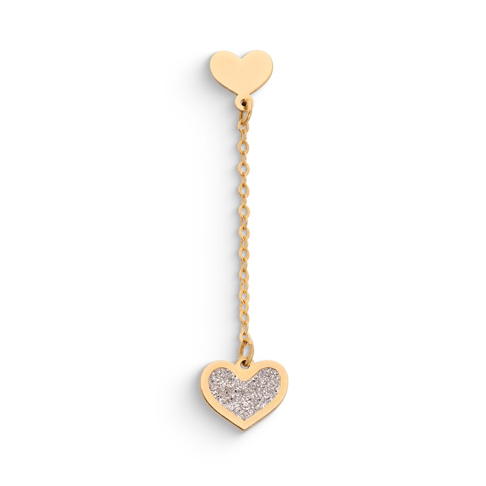 Mono Orecchino Pendente Cuore Glitter Oro 9kt – Ambrosia KAOZ041