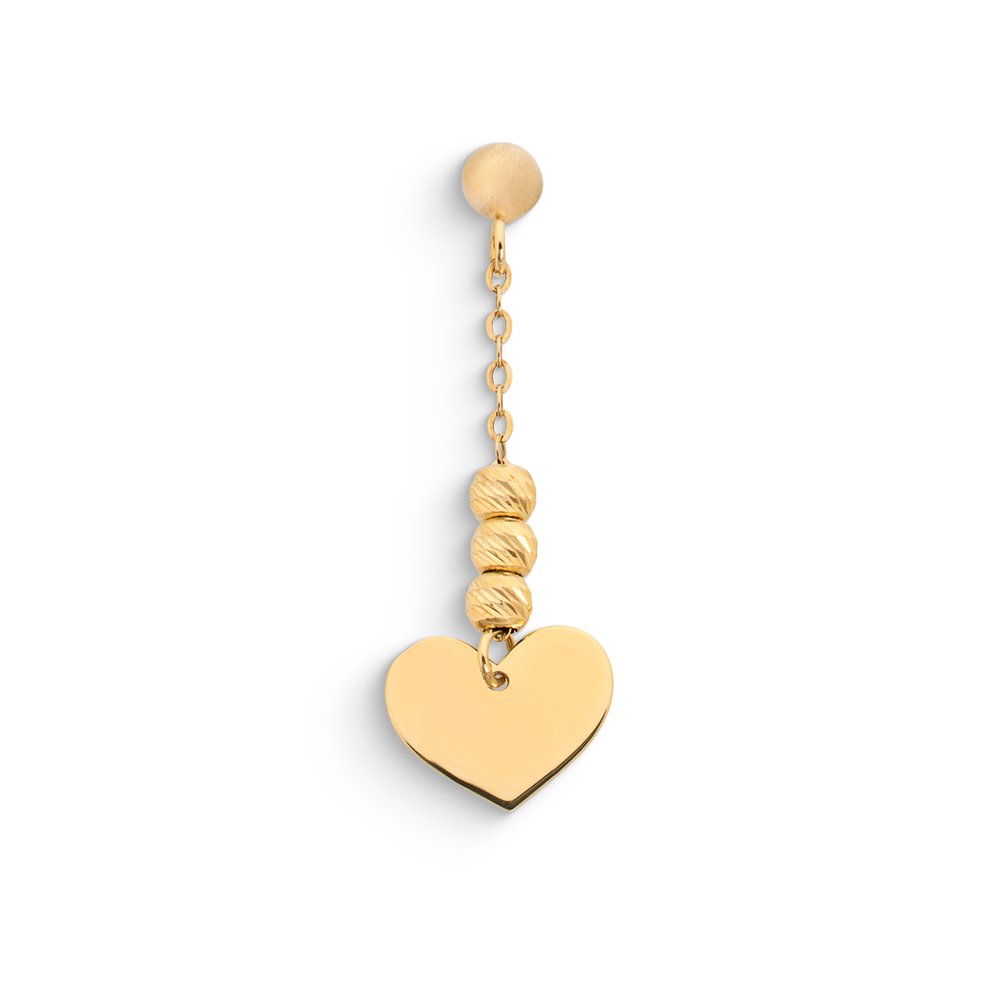 Mono Orecchino Pendente Cuore e Sfere Oro 9kt – Ambrosia KAOZ043