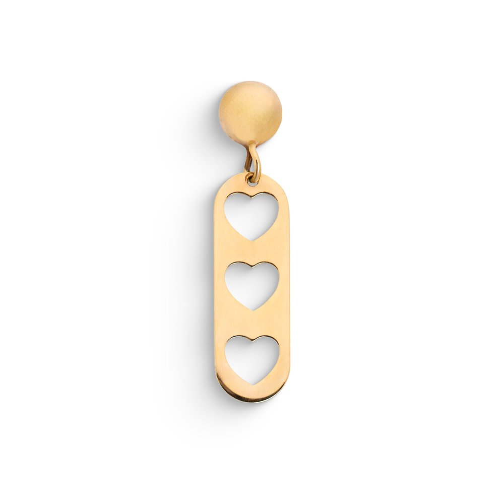 Mono Orecchino Pendente Cuori Traforati Oro 9kt – Ambrosia KAOZ045