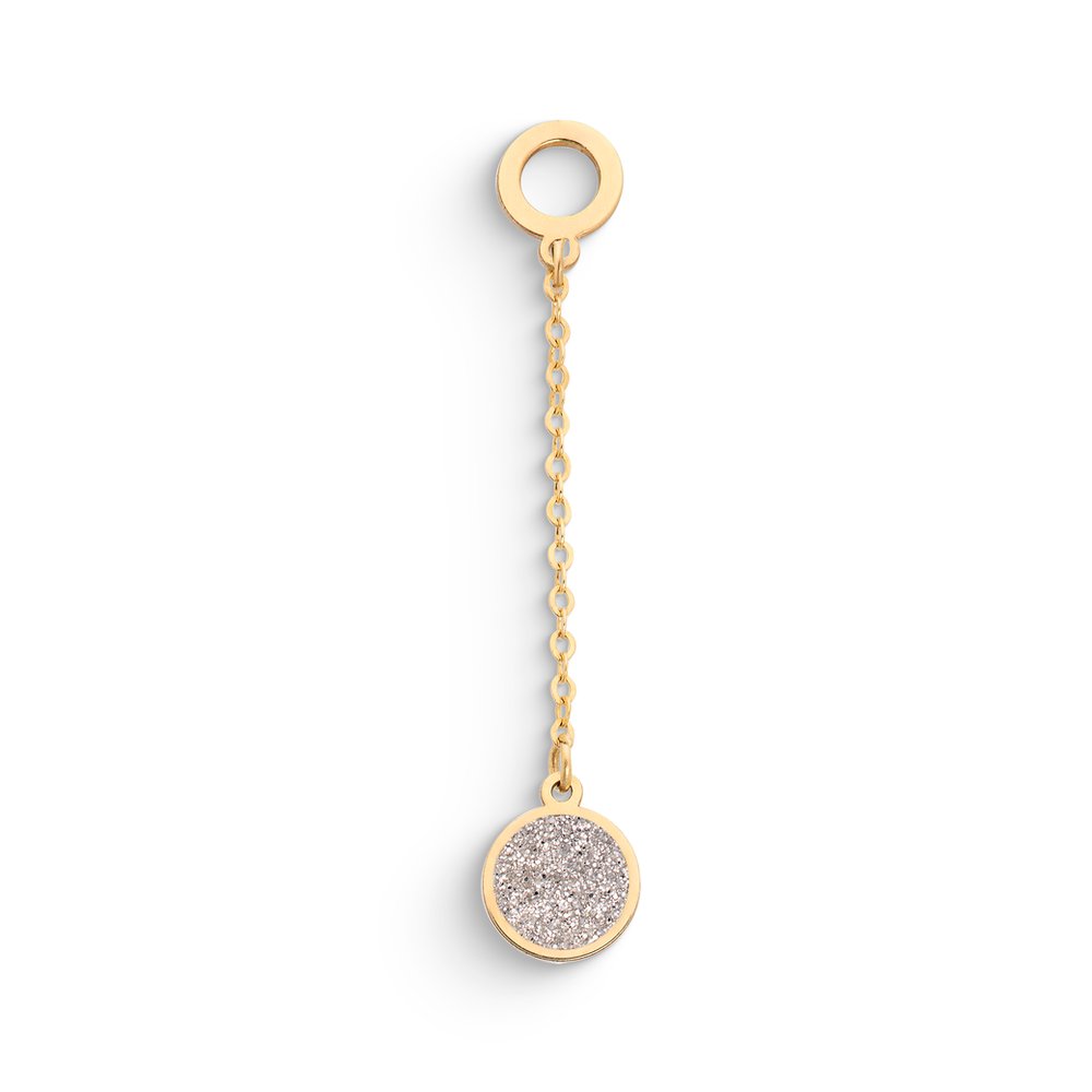 Mono Orecchino Pendente Tondo Glitter Oro 9kt – Ambrosia KAOZ046