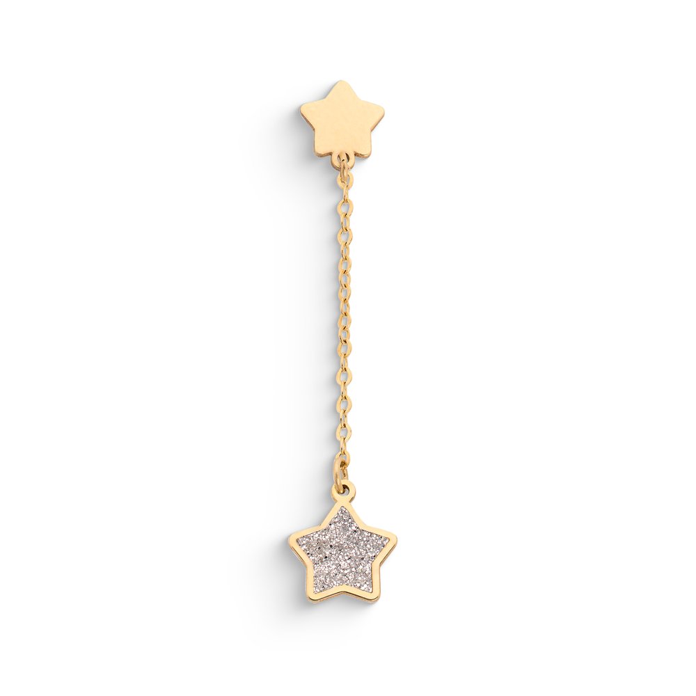 Mono Orecchino Pendente Stella Glitter Oro 9kt – Ambrosia KAOZ048