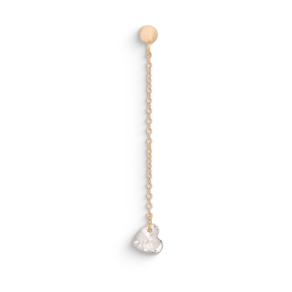 Mono Orecchino Catena Cuore Zircone Oro 9kt – Ambrosia KAOZ052
