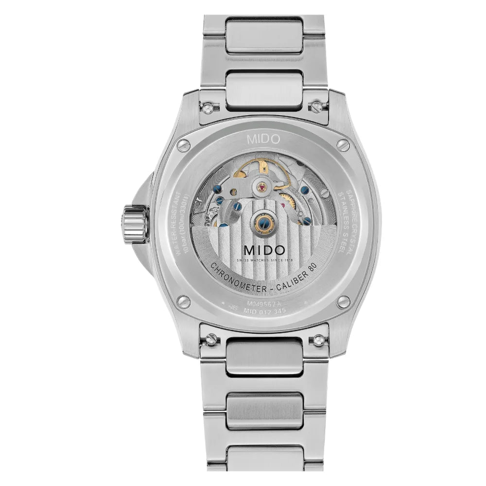 Mido Multifort TV Big Date Chronometer, fondello trasparente con Calibro 80