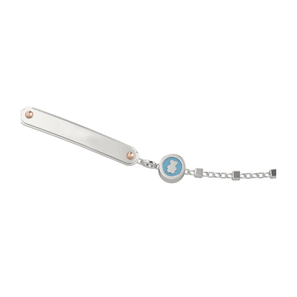NANAN | Bracciale catena Targhetta Orsetto Azzurro | NAN0108