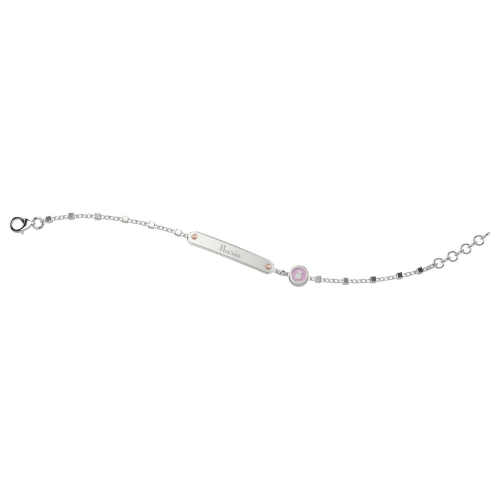 NANAN | Bracciale catena Targhetta Orsetto Rosa | NAN0109