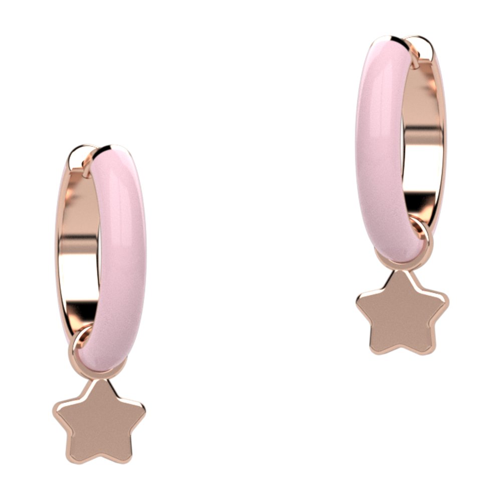 NANAN | Orecchini Cerchio Stella Smalto Rosa | NAN0325