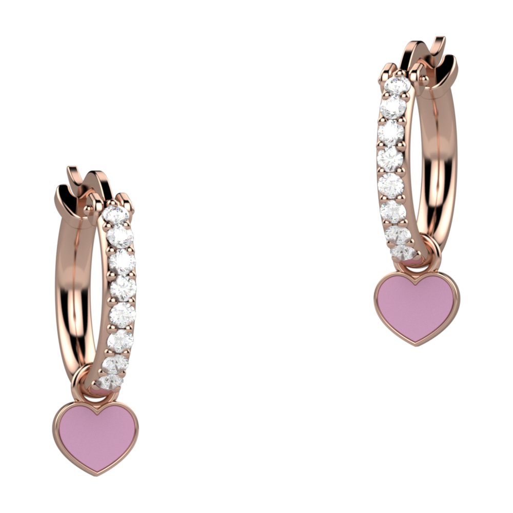 NANAN | Orecchini Cerchio Zirconi Smalto Rosa | NAN0357