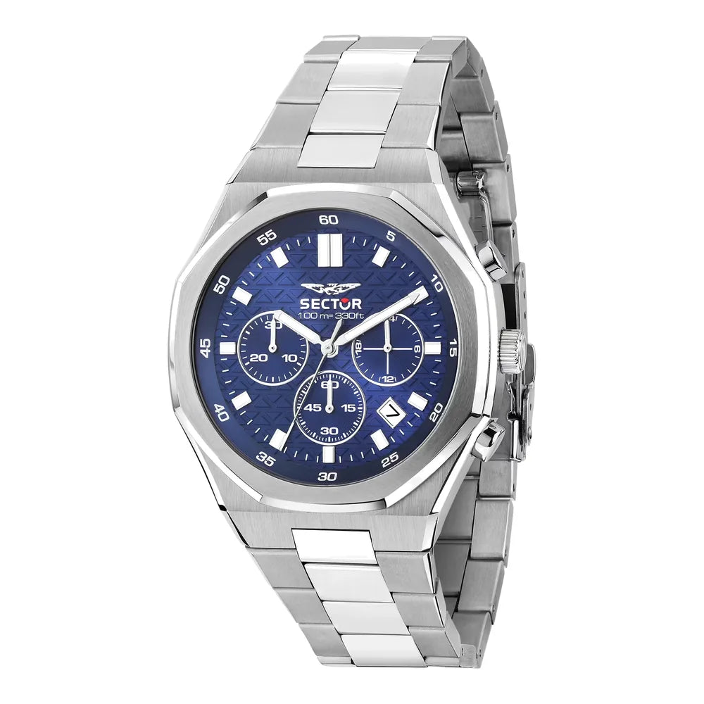 Orologio Sector Otto150 Cronografo R3273650004 da uomo, quadrante blu, acciaio 42 mm, bracciale in acciaio