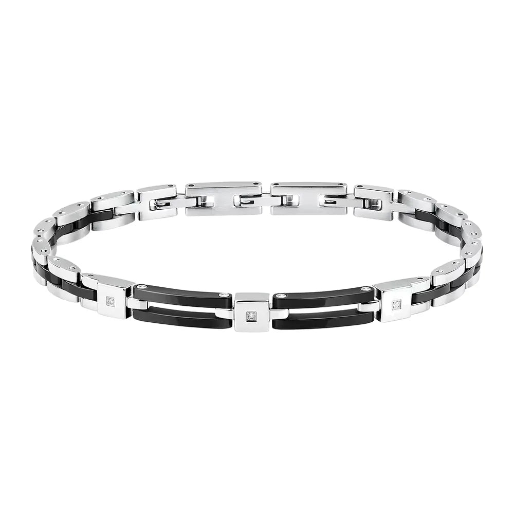 Sector Bracciale Ceramic in Acciaio e Ceramica con Diamanti SAFR44