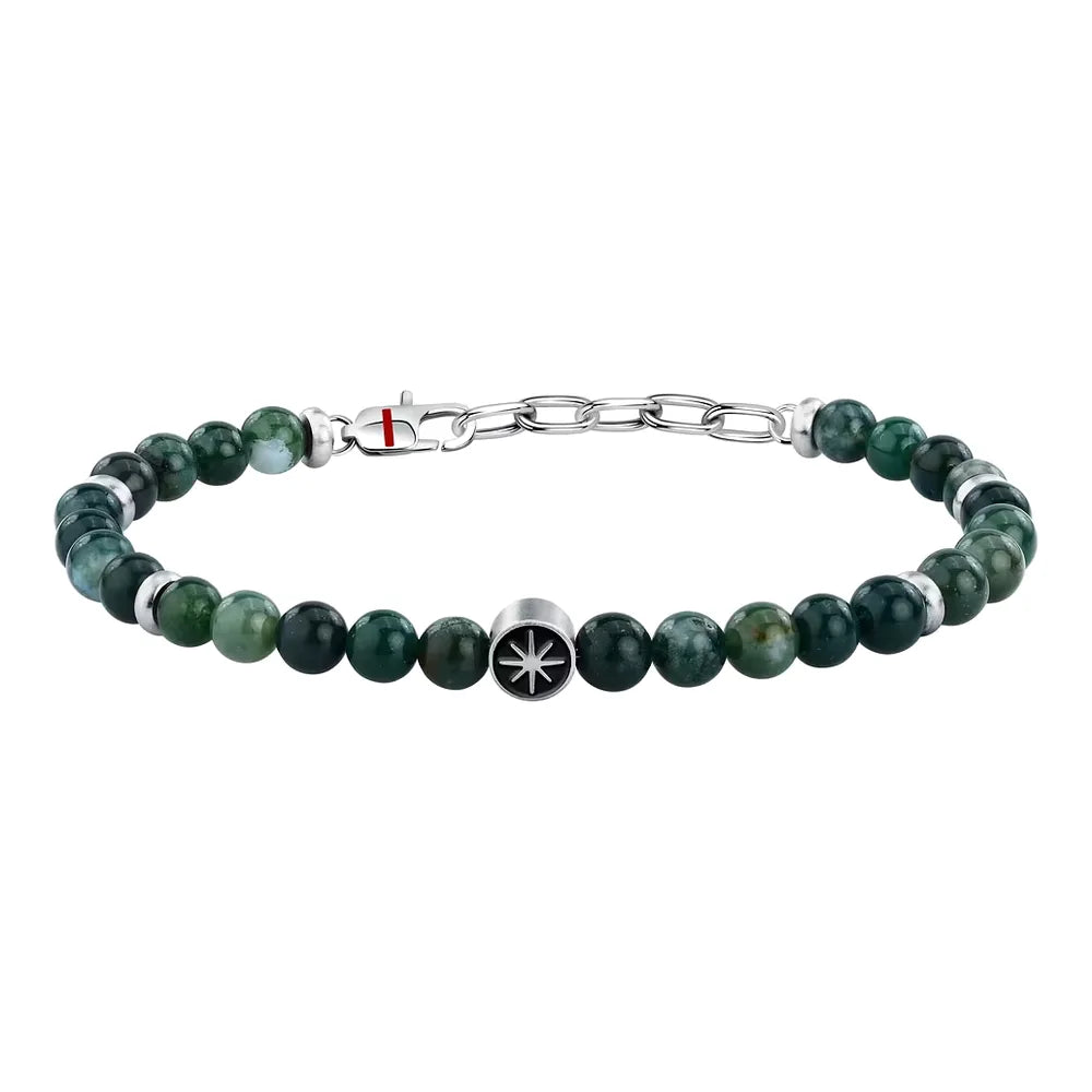 Sector Bracciale Marine in Acciaio e Agata Verde SAGJ38