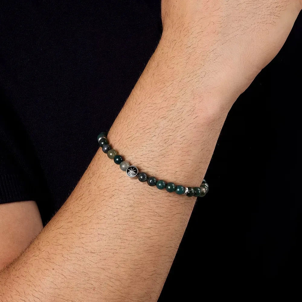 Sector Bracciale Marine in Acciaio e Agata Verde SAGJ38