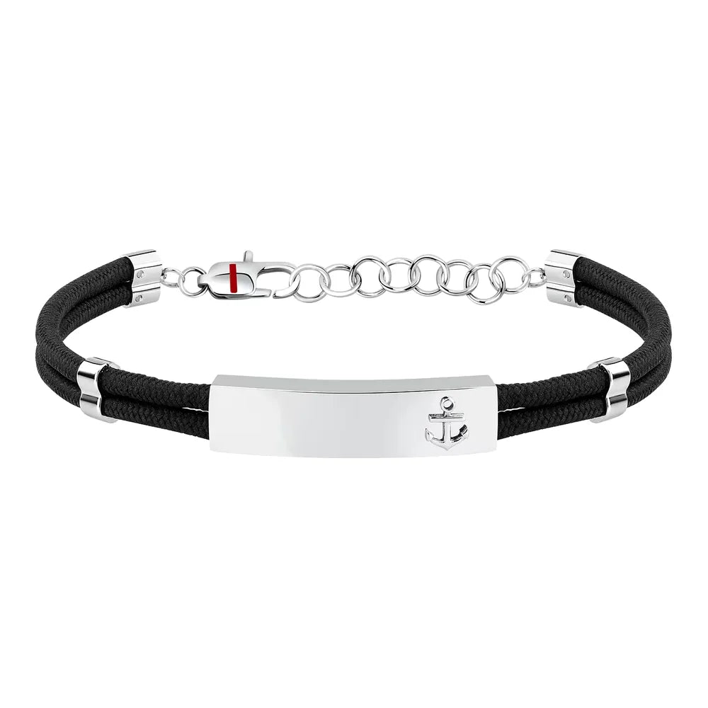 Bracciale Marine in acciaio e cordino Sector SAGJ49 da uomo, colore nero e argento