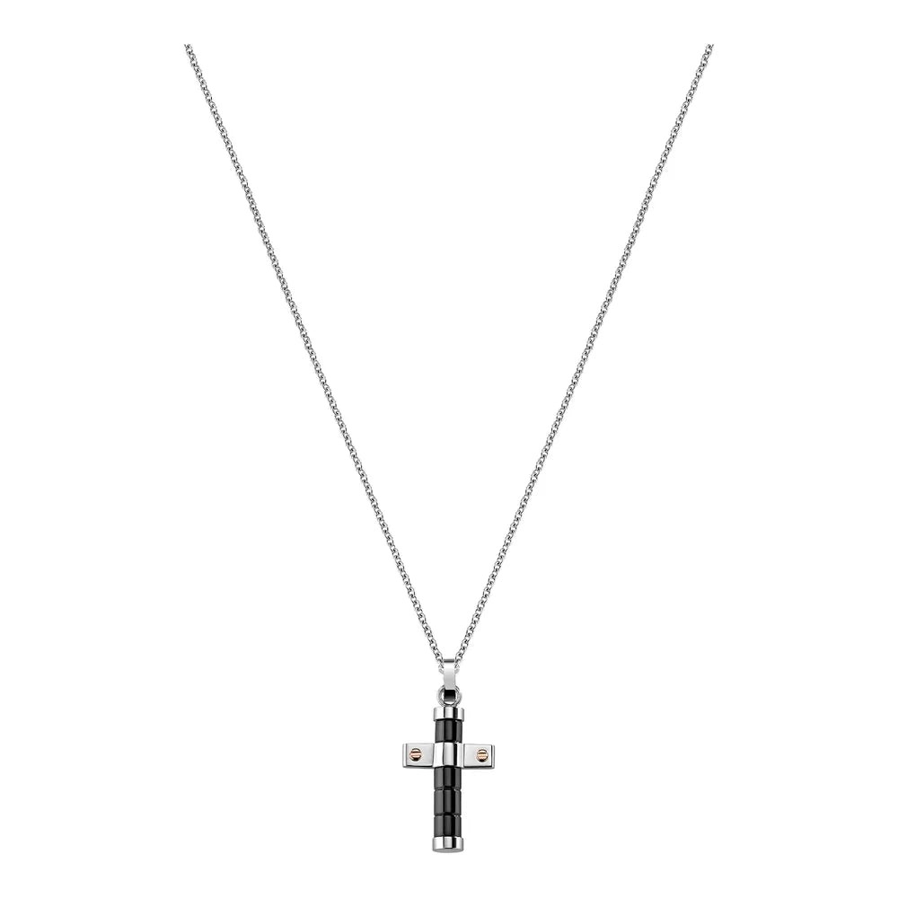 Collana Spirit in acciaio Sector SZQ15 da uomo, colore argento, nero e dettagli oro rosa