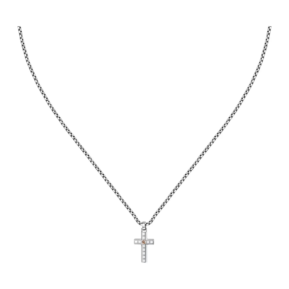 Collana Spirit in acciaio Sector SZQ29 da uomo, colore argento con dettaglio oro rosa