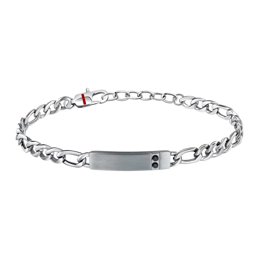 Bracciale Basic in acciaio e cristalli neri Sector SZS104 da uomo, colore argento e cristalli neri
