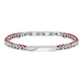 Bracciale Bandy in acciaio e cordino Sector SZV131 da uomo, colore argento e rosso