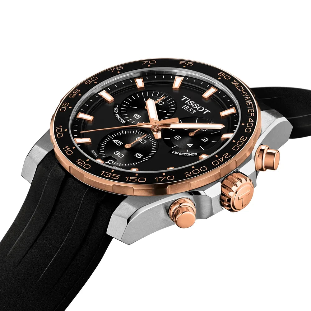 Tissot Supersport Chrono 42 mm, dettaglio del quadrante nero