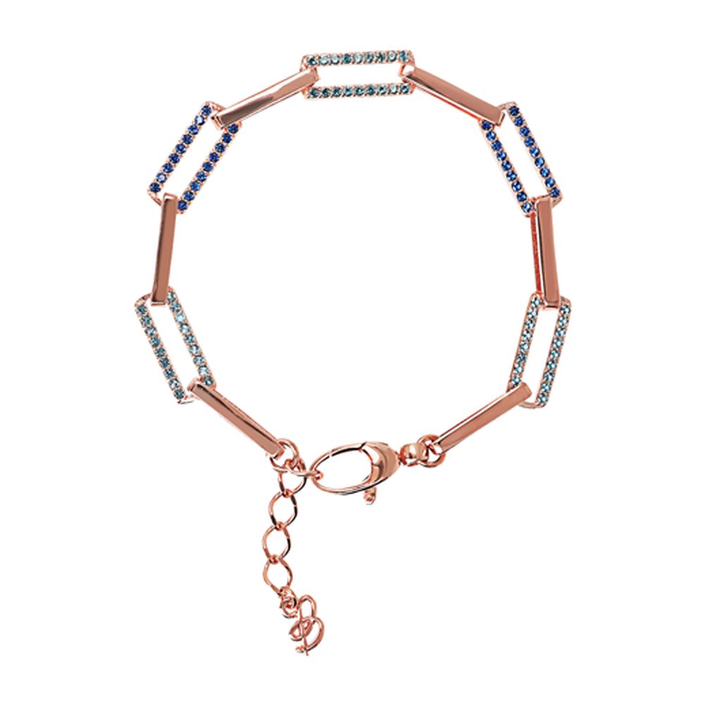 BRONZALLURE | Bracciale Maglie Rettangolari Zirconi Blu