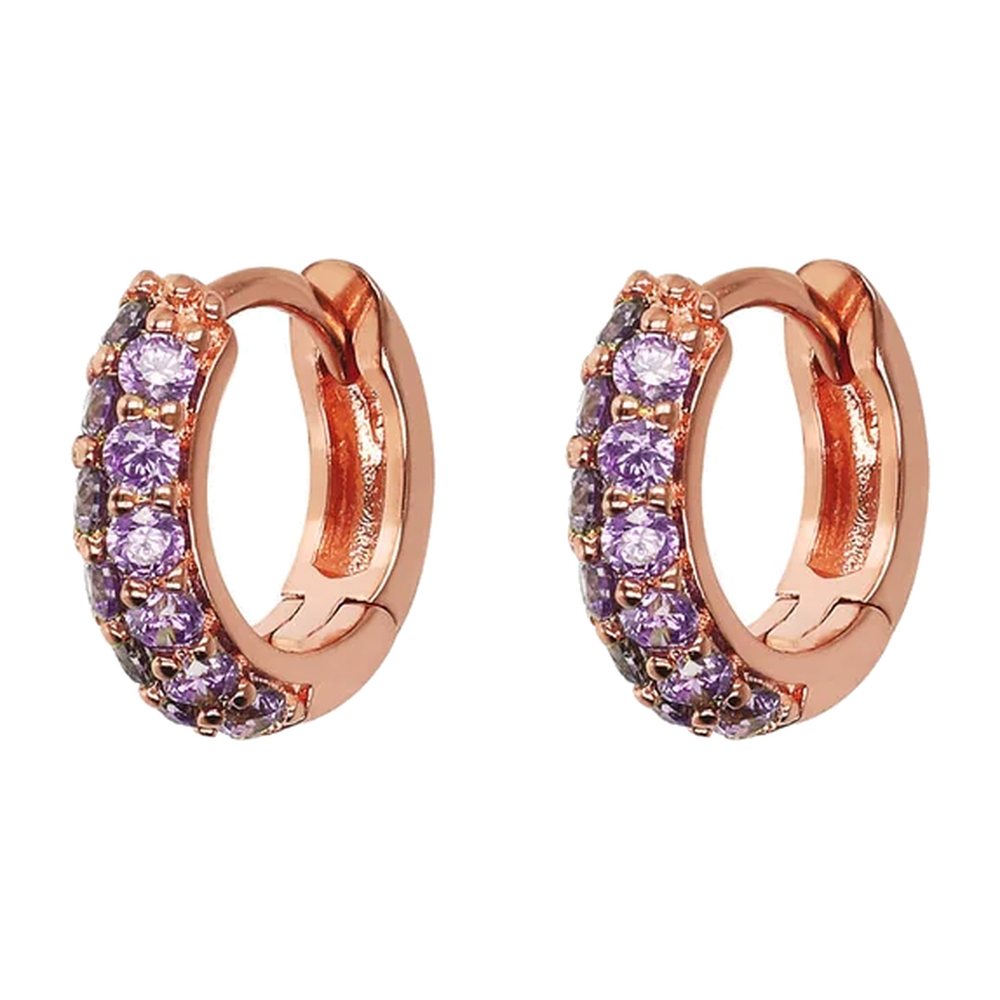 BRONZALLURE | Orecchini Cerchio Zirconi Viola