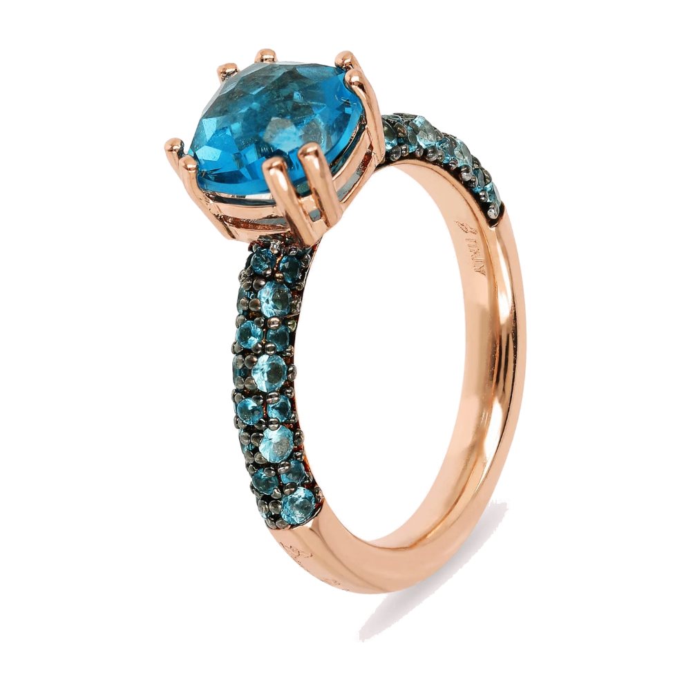 BRONZALLURE | Anello Solitario Prisma Gem Blu