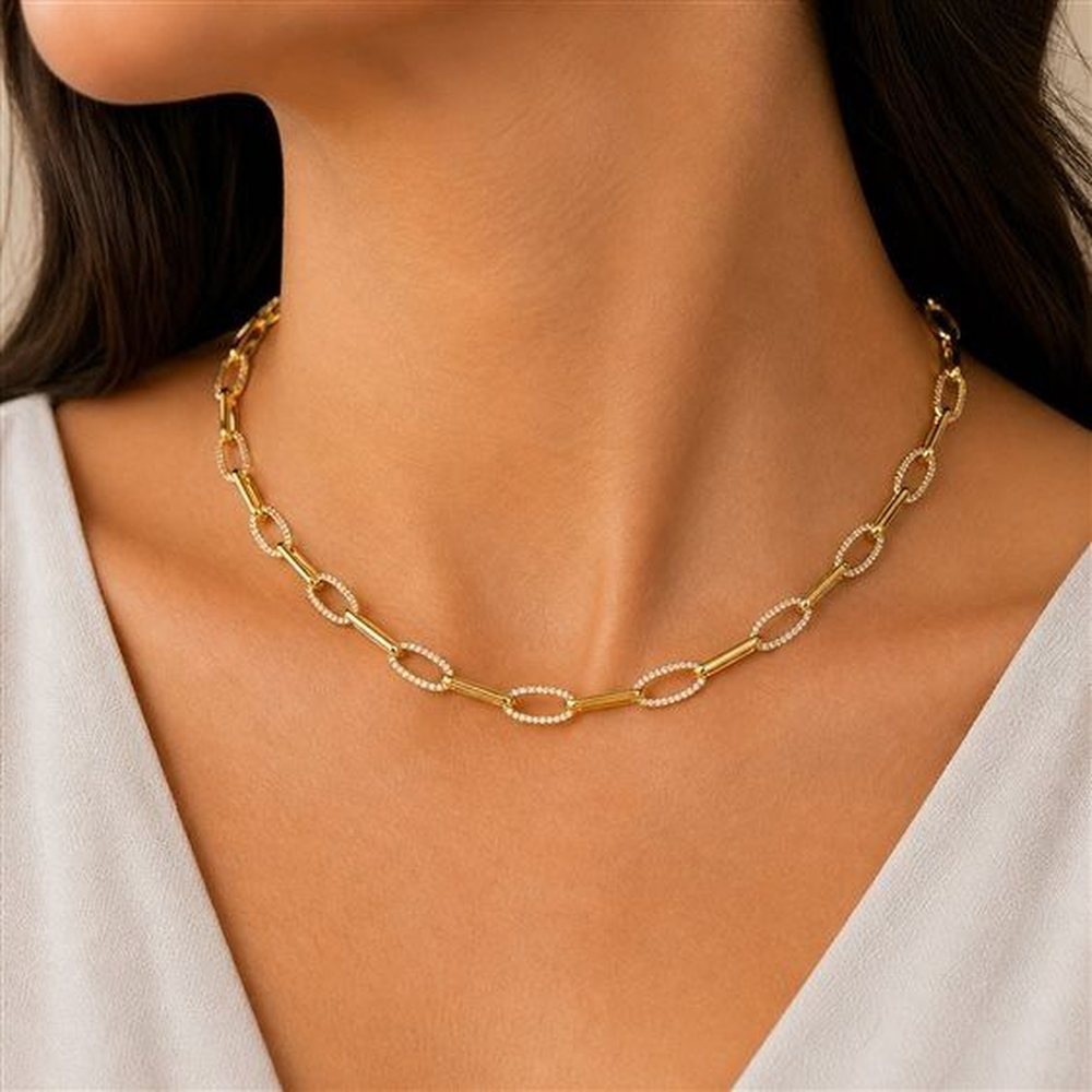 BRONZALLURE | Collana Maglie Alternate Pavé
