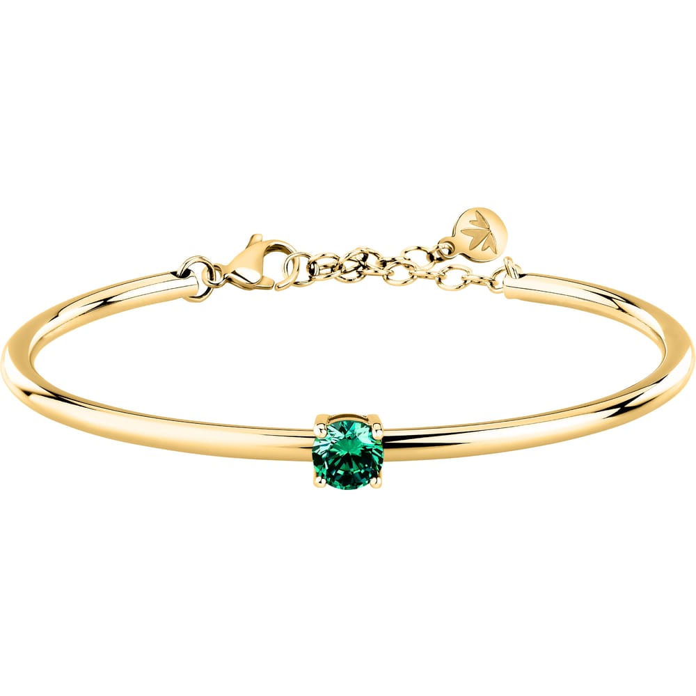 Bracciale Rigido Cerchi in Acciaio Dorato e Zirconi Verdi – Morellato SAKM98