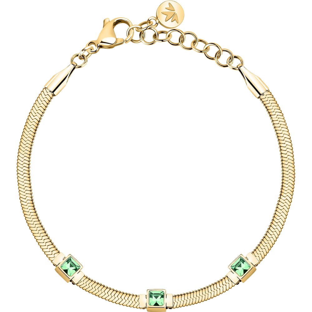 Bracciale Gioia a Catena in Acciaio Dorato e Cristalli Verdi – Morellato SAVY31