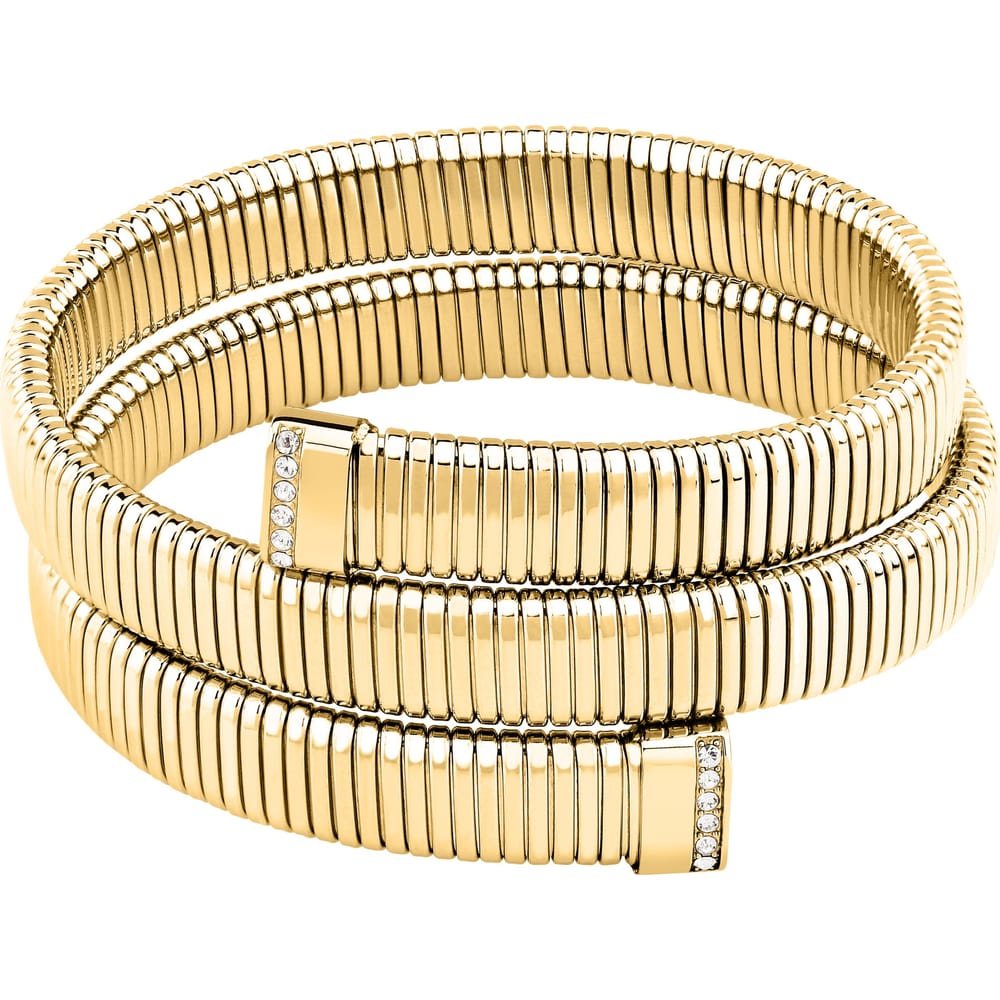Bracciale Rigido Onda in Acciaio Dorato e Cristalli Bianchi – Morellato SAZP23