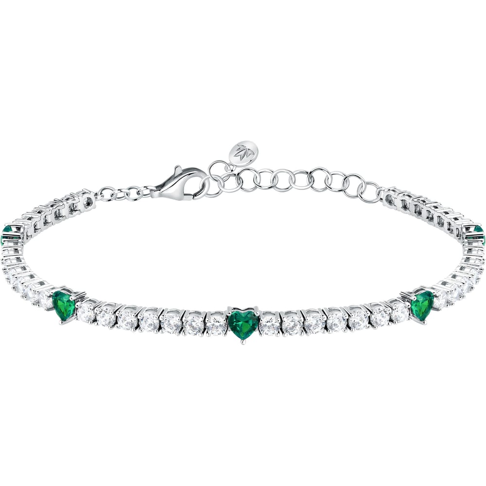 Bracciale Tennis Tesori Cuore in Argento e Zirconi Verdi – Morellato SAIW235